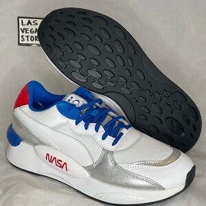 New Puma Men’s Shoes RS 9.8 SPACE AGENCY NASA Size 10 White Blue Red Running